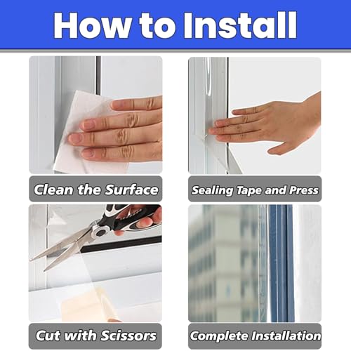APORNI Window Weather Sealing Tape 2 Inch x 33 FT Weather Stripping Residue-Free Clear Window Draft Isolation Sealing Film Caulk Tape for Doors and Shower Glass Gaps Bathroom - Image 5