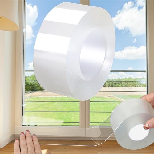 APORNI Window Weather Sealing Tape 2 Inch x 33 FT Weather Stripping Residue-Free Clear Window Draft Isolation Sealing Film Caulk Tape for Doors and Shower Glass Gaps Bathroom - Image 1