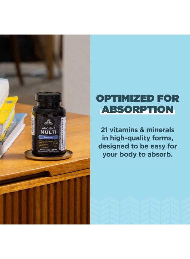 آينشنت نيوترشن فيتامينات متعددة من Ancient Nutrition لدعم المناعة، مناعة، 21 فيتامين ومعادن مع فيتامين د وفيتامين ج، الكركم، يدعم المناعة، تخفيف التوتر وصحة القلب، مناسب لحمية الكيتو، 90 كبسولة - Image 3