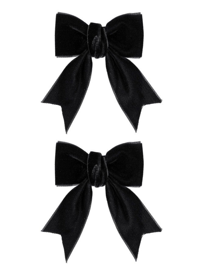 KCHIES 2 Pcs Velvet Hair Bows Black Ribbon Alligator Hair Pins Clips Bowknot Barrettes 3" for Baby Toddler Girls School Kids Xmas Valentines Birthday Gift Cute Fall Accessories - Image 1