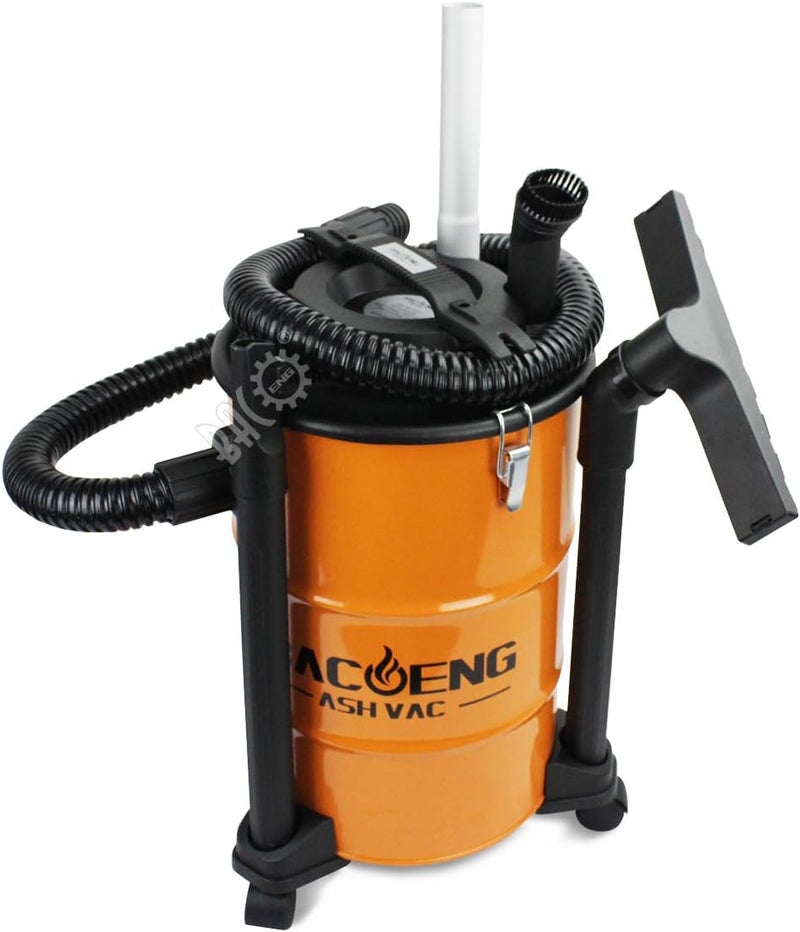 BACOENG 5.3-Gallon Ash Vacuum with Double Stage Filtration System, 10 Amp Ash Vacuum for Pellet Stoves with 1200W Powerful Suction, 5FT Metal Hose and 360° Rotating Wheel - Image 4