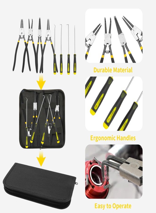 KEJJNYER 8 Pcs Extra Long Snap Ring Pliers with Hook Set, 13 inch Circlip Pliers Heavy Duty, Internal External C Clip Tool Straight Bent Jaws Retaining Ring Remover - Image 3