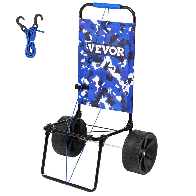 VEVOR Beach Dolly with Big Wheels for Sand, 15.4" x 15.7" Cargo Deck, w/ 10" PE Solid Wheels, 69LBS Loading Capacity Folding Sand Cart, Heavy Duty Cart for Picnic, Camping, Fishing, Beach, Gardening - Image 1