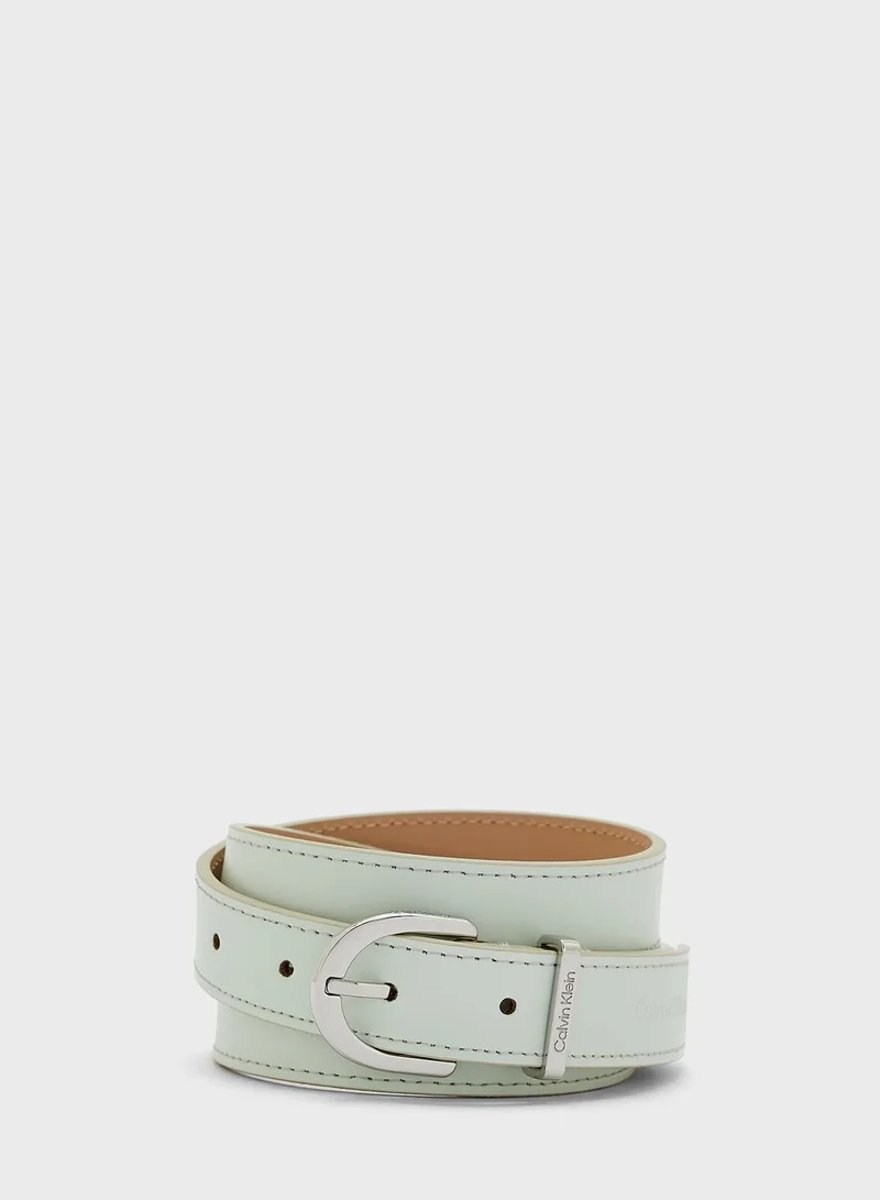 CALVIN KLEIN Round Buckle Logo Loop Belt