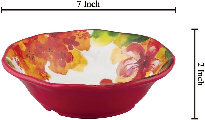 UP طقم أطباق ميلامين زهرية وردية من UPware على شكل زهور للباستا والأرز والحساء والسلطة خالية من BPA وآمنة في غسالة الصحون ومقاومة للكسر 7 بوصة مجموعة من 6 - Image 3