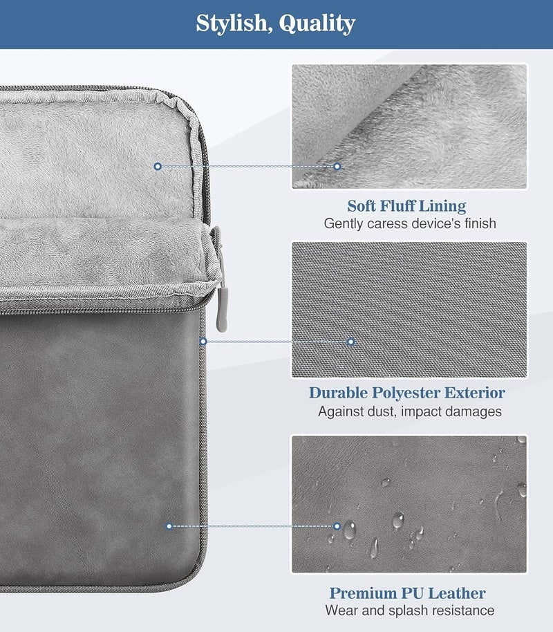 Excefore 9-11 Inch Tablet Sleeve Bag Carrying Case For Ipad Pro 11 2021-2018, Ipad Air 5/4 10.9, Ipad 10.2, Galaxy Tab A8 10.5/Tab S8 11", Surface Go 2/1, Protective Bag With Pocket, Light Gray - Image 3