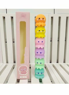 Y&D Funny Highlighter Small Colorful Octopus 1 Box 6 Pcs 5 Colors Pastel Set Cute Silicone Pen for Adult Kid Student Writing Graffiti School Office Supplies  - Image 3