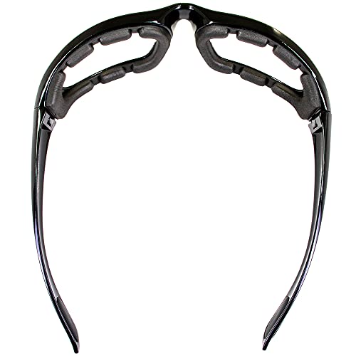 Birdz Eyewear Oriole Motorcycle Padded Glasses Black Frame with Clear Lens Anti Fog Foam Padding on the Entire Inside of the Glasses - Image 4