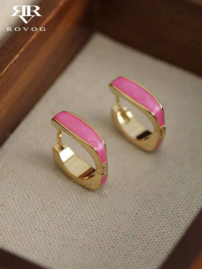 Shein Minimalist Geometric Copper Hoop Earrings for Women - Daily & Party  Wear - Image 1