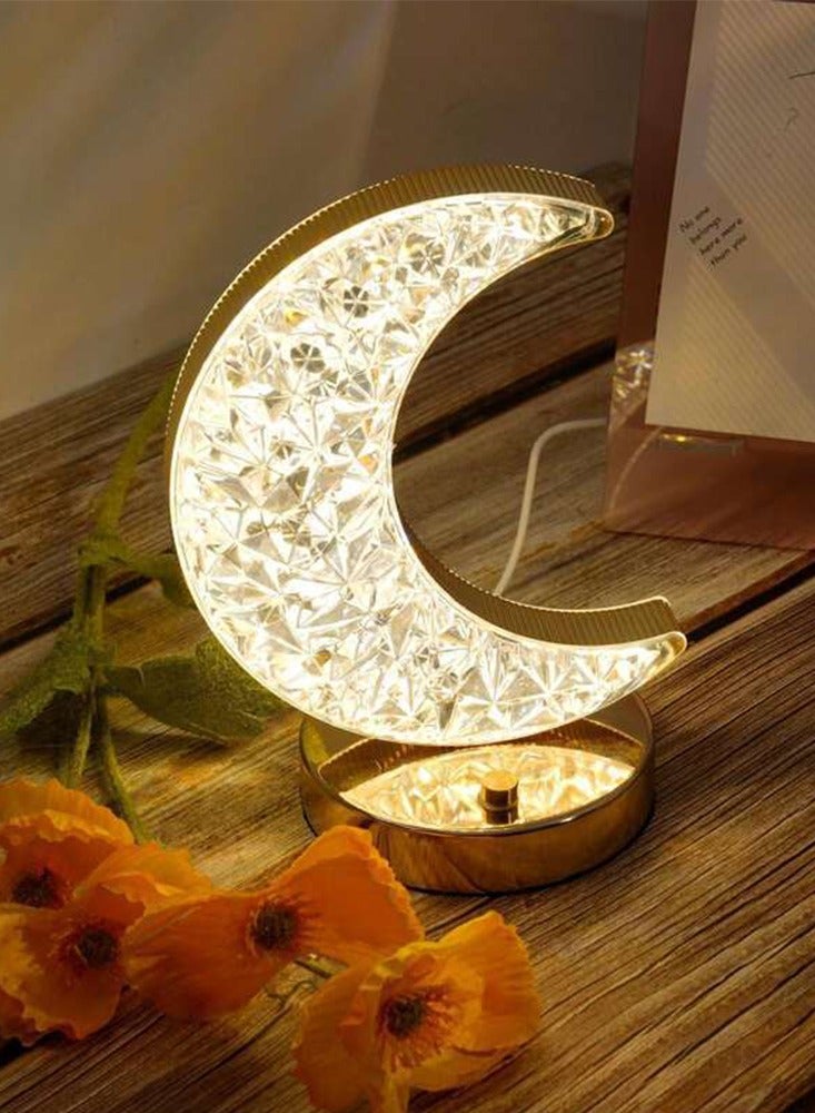 Diamond Moon Decoration Table Lamp Night Light with Three Color and Dimming Feature Ambient Light Creative Table Suitable for Bedside Night Light and Bedroom and Living Room - Image 4