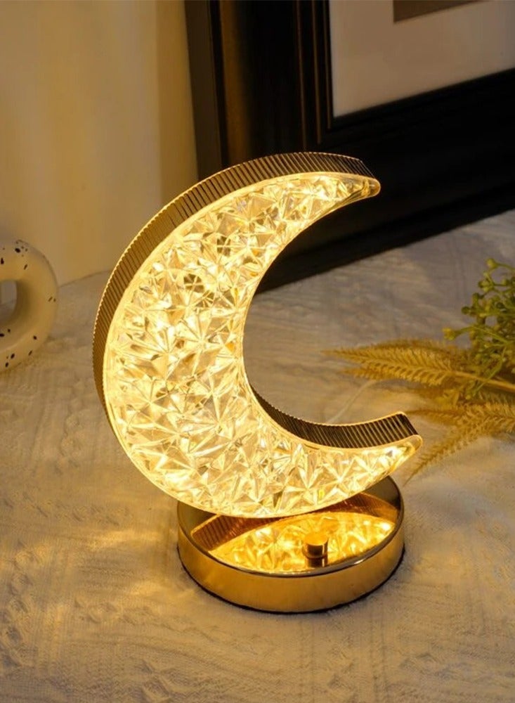 Diamond Moon Decoration Table Lamp Night Light with Three Color and Dimming Feature Ambient Light Creative Table Suitable for Bedside Night Light and Bedroom and Living Room - Image 5