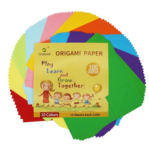 gnatural 10 x 10 inch Large Origami Paper 20LB - 10 Colored 100 Sheets Double Sided Handmade Folding Paper Square Paper for Kids School DIY and Arts & Crafts - Image 2