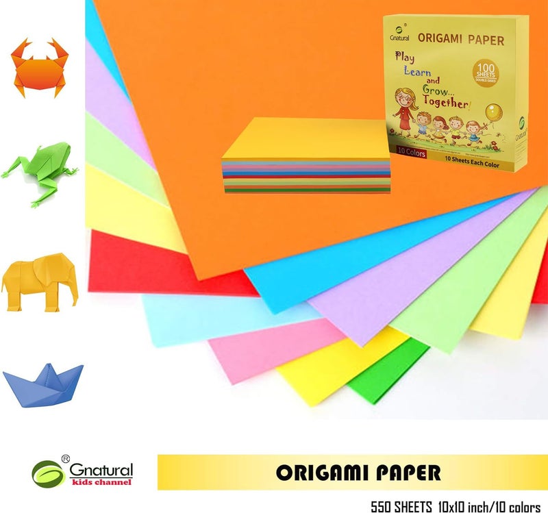 gnatural 10 x 10 inch Large Origami Paper 20LB - 10 Colored 100 Sheets Double Sided Handmade Folding Paper Square Paper for Kids School DIY and Arts & Crafts - Image 3