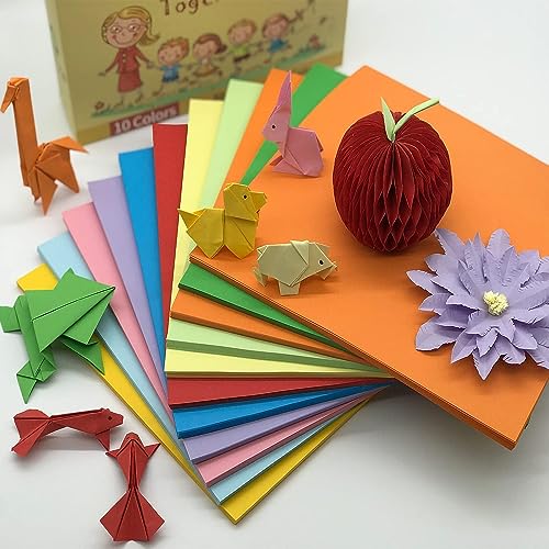 gnatural 10 x 10 inch Large Origami Paper 20LB - 10 Colored 100 Sheets Double Sided Handmade Folding Paper Square Paper for Kids School DIY and Arts & Crafts - Image 4