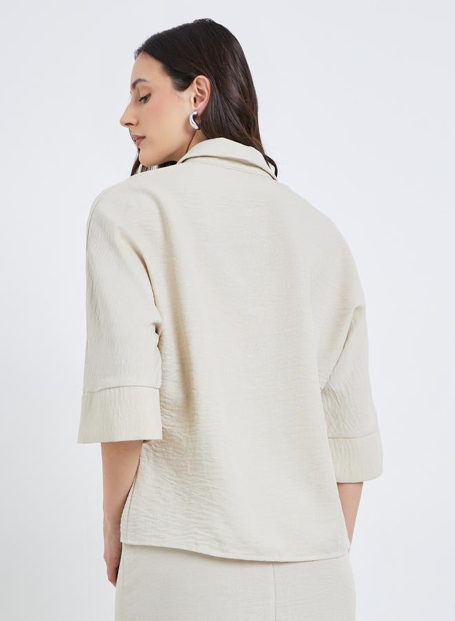 Styli Women Off-White Collared Button-Up Shirt - Image 4