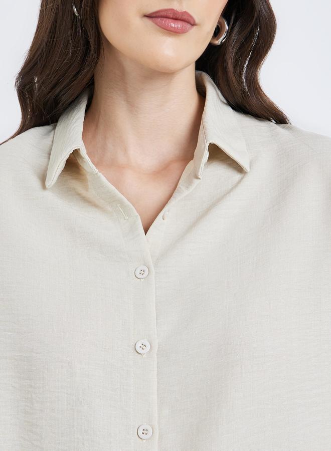 Styli Women Off-White Collared Button-Up Shirt - Image 3