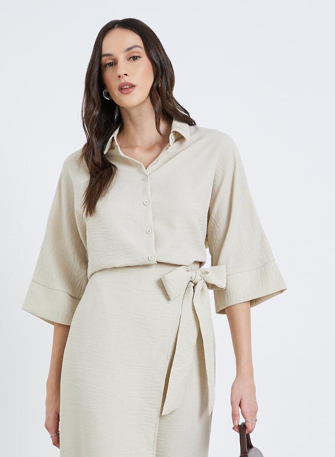 Styli Women Off-White Collared Button-Up Shirt - Image 1