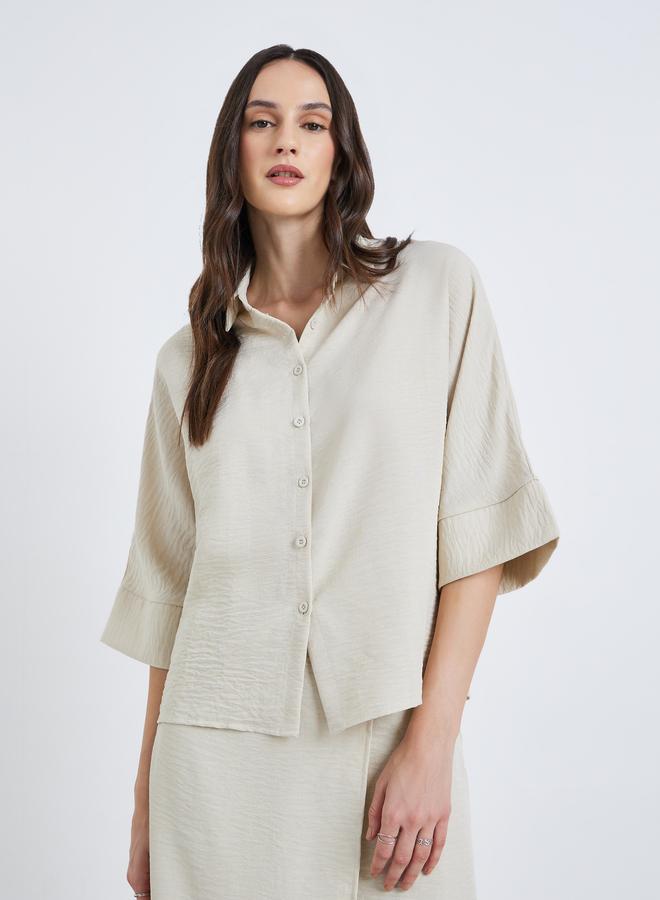 Styli Women Off-White Collared Button-Up Shirt - Image 5