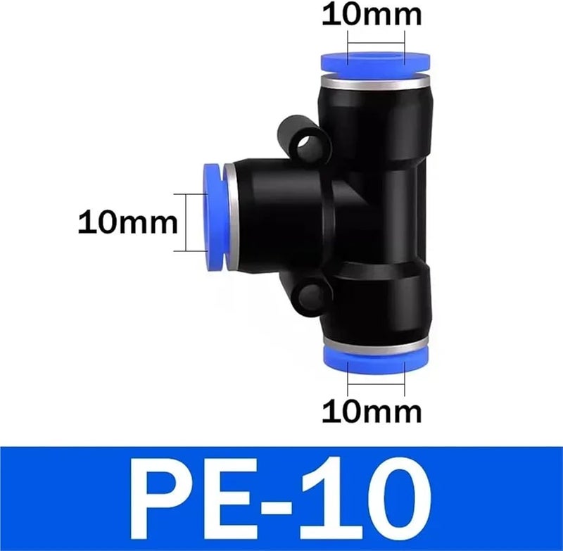 Pe 10 Pneumatic Connector Quick Connect Tee Reducer Plastic Pipe Hose 20 Pcs - Image 3