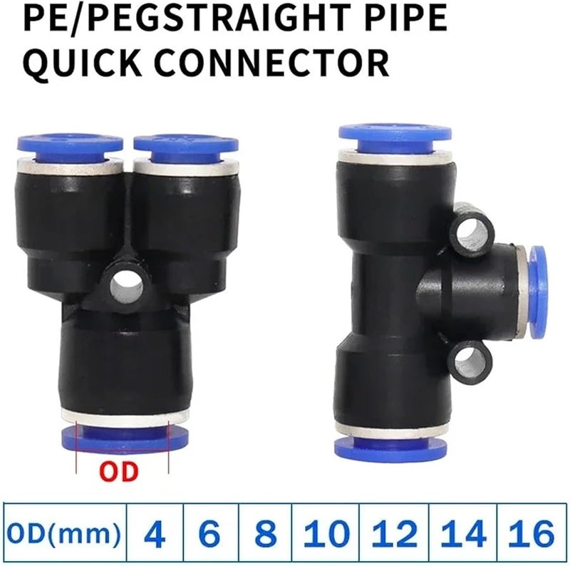 Pe 10 Pneumatic Connector Quick Connect Tee Reducer Plastic Pipe Hose 20 Pcs - Image 4