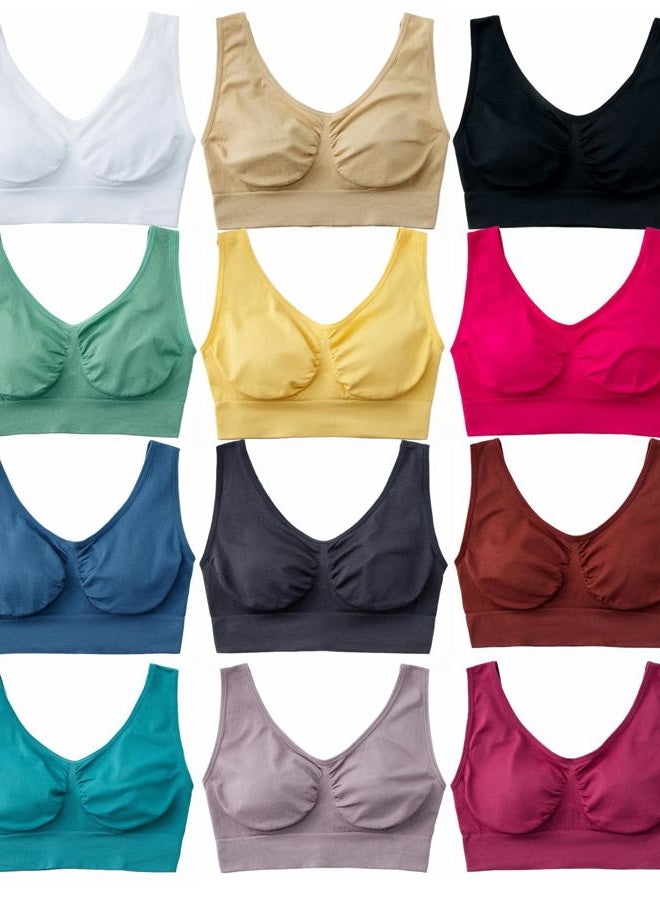 Hiking Gril Women's Comfort Wirefree Bralette Unpadded Sleep Yoga Bra 12pk L - Image 1