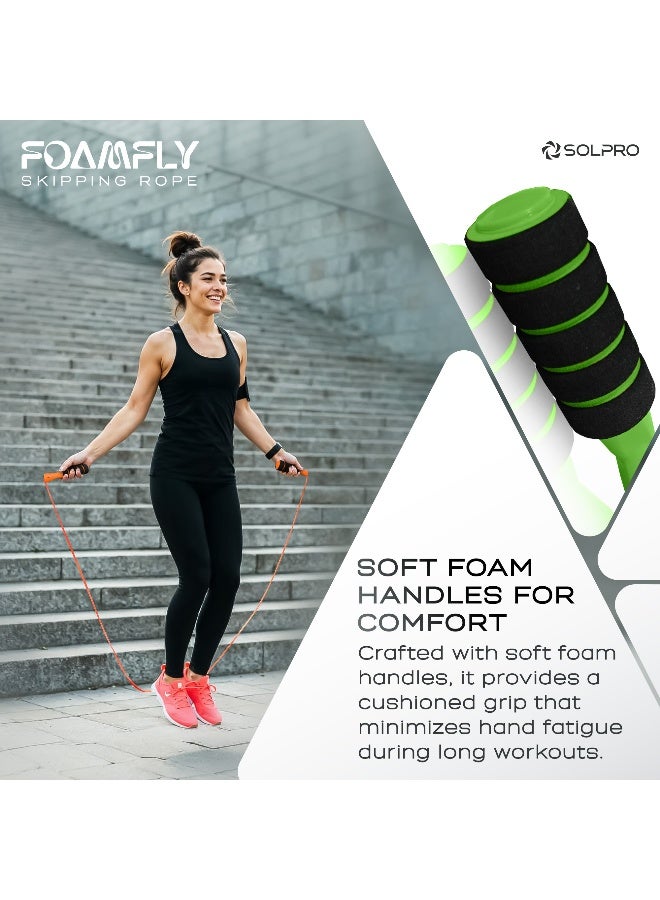 SOLPRO SFH066 Jump Rope for Men, Women & Kids|Adjustable Length, TangleFree, Soft Foam Handles| SweatResistant Grip|Ideal for Cardio, Fitness, HIIT, CrossFit, Weight Loss & Gym Workouts (Green) - Image 3