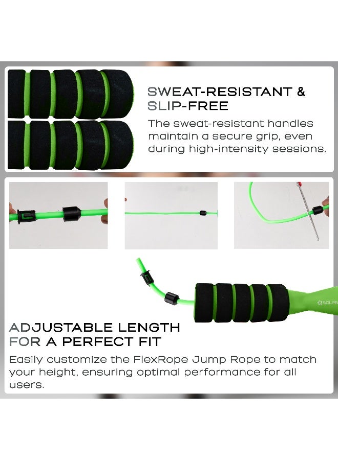 SOLPRO SFH066 Jump Rope for Men, Women & Kids|Adjustable Length, TangleFree, Soft Foam Handles| SweatResistant Grip|Ideal for Cardio, Fitness, HIIT, CrossFit, Weight Loss & Gym Workouts (Green) - Image 4