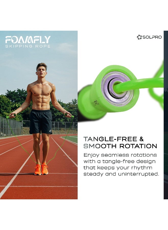 SOLPRO SFH066 Jump Rope for Men, Women & Kids|Adjustable Length, TangleFree, Soft Foam Handles| SweatResistant Grip|Ideal for Cardio, Fitness, HIIT, CrossFit, Weight Loss & Gym Workouts (Green) - Image 5