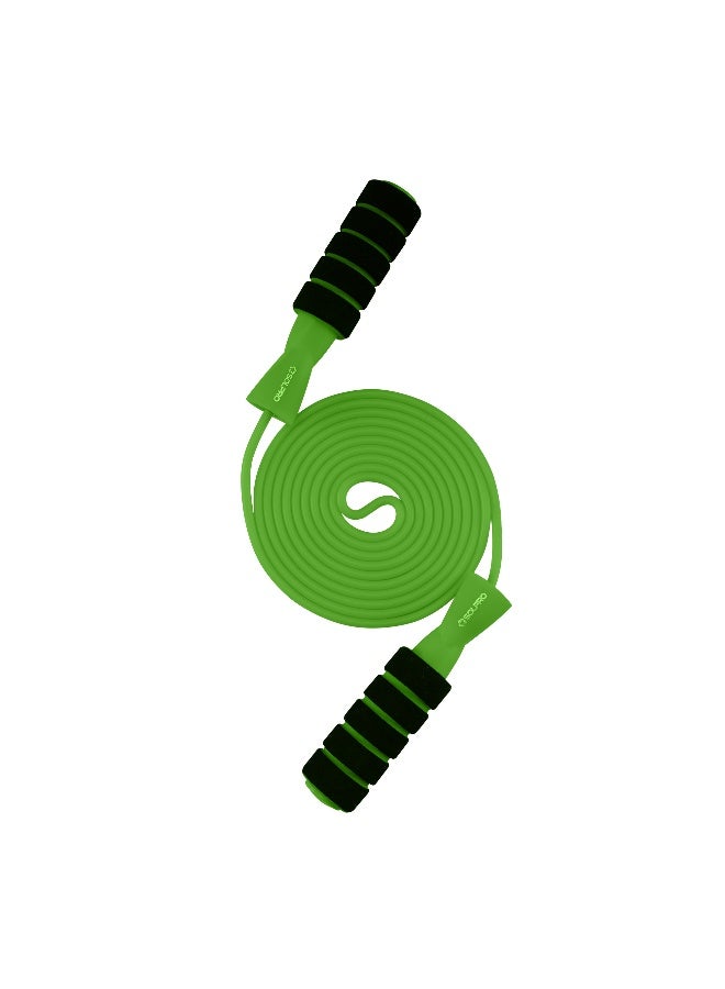 SOLPRO SFH066 Jump Rope for Men, Women & Kids|Adjustable Length, TangleFree, Soft Foam Handles| SweatResistant Grip|Ideal for Cardio, Fitness, HIIT, CrossFit, Weight Loss & Gym Workouts (Green) - Image 1