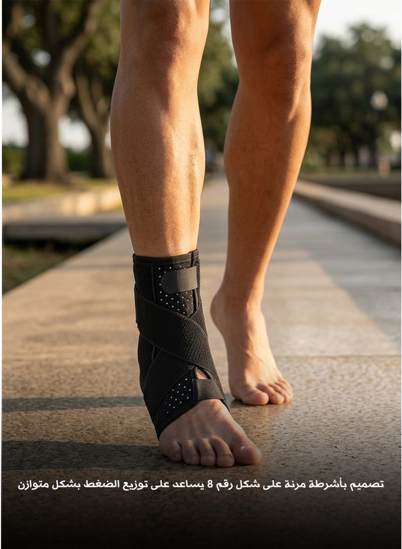 Medical Ankle Support Brace With Aluminum Stabilizer Straps Breathable Adjustable Ankle Joint Support For Walking Sports And Rehabilitation Black - Image 3