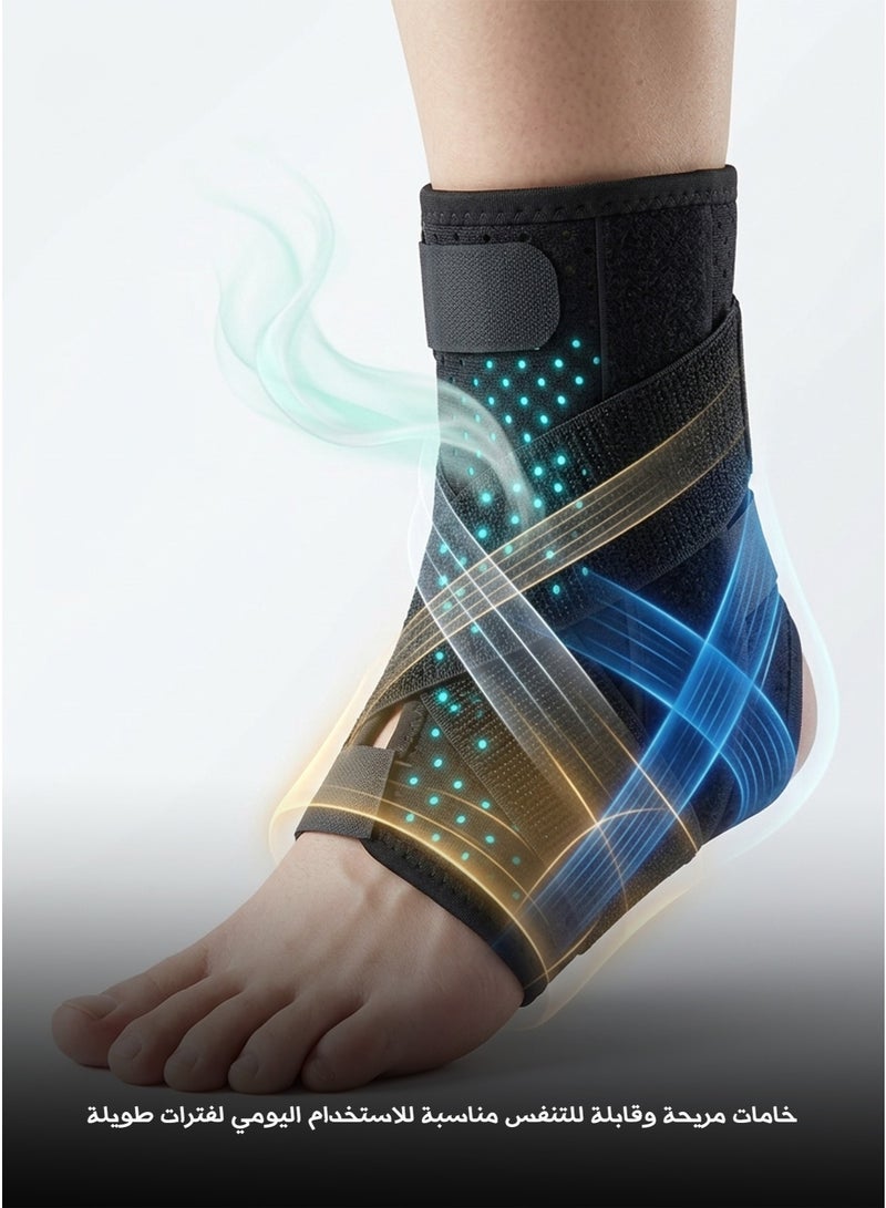 Medical Ankle Support Brace With Aluminum Stabilizer Straps Breathable Adjustable Ankle Joint Support For Walking Sports And Rehabilitation Black - Image 4