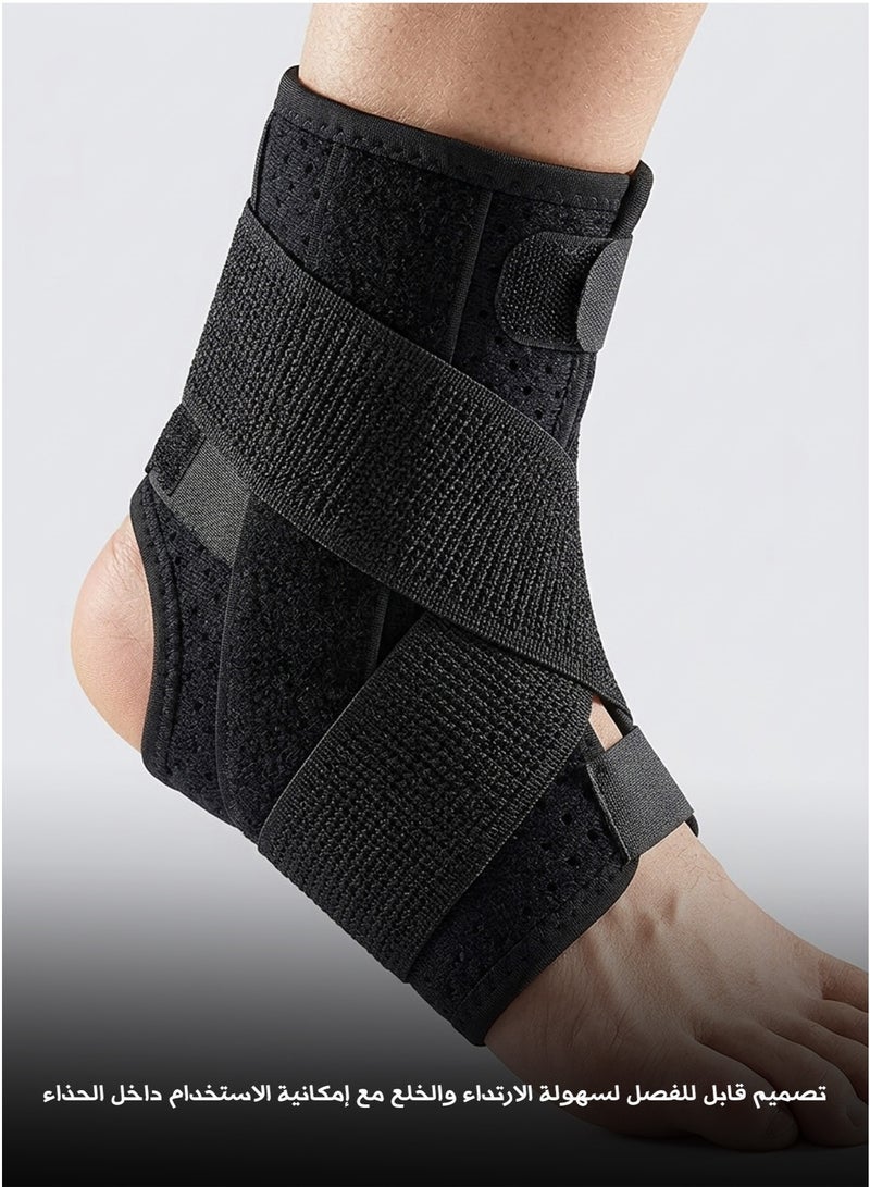 Medical Ankle Support Brace With Aluminum Stabilizer Straps Breathable Adjustable Ankle Joint Support For Walking Sports And Rehabilitation Black - Image 5