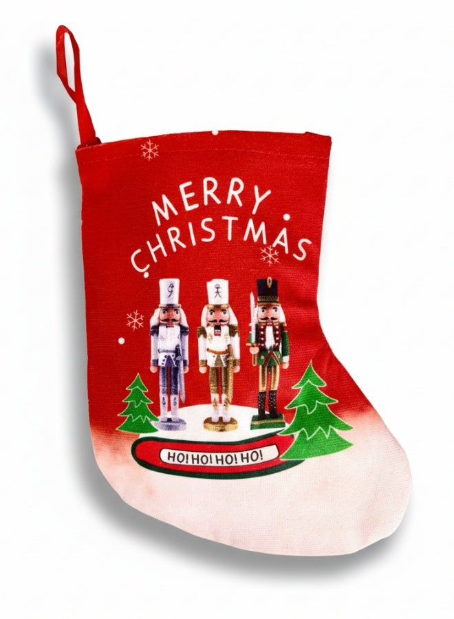 Feelings Christmas Stocking, Fabric – Red Santa Scene - Image 1