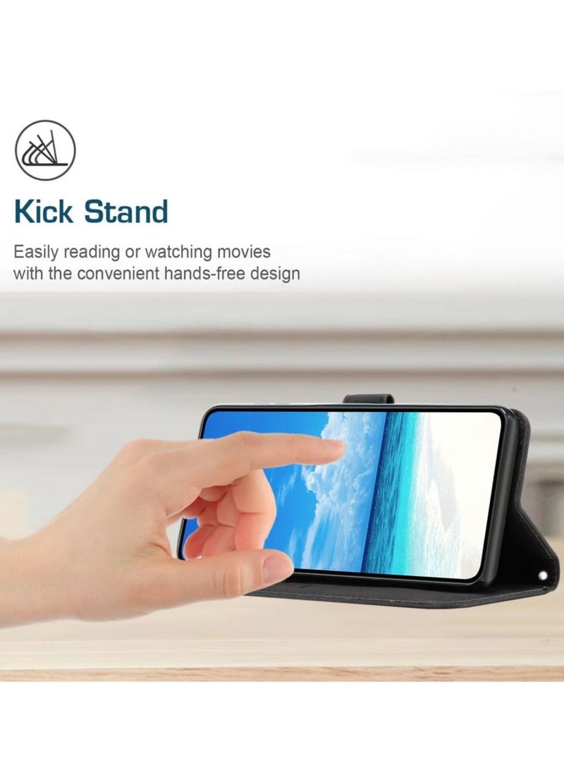 For TECNO Spark 10C Case,Premium Leather Wallet Case with Card Holder Kickstand Magnetic Closure Flip Folio Case Cover for TECNO Spark 10C,Black
