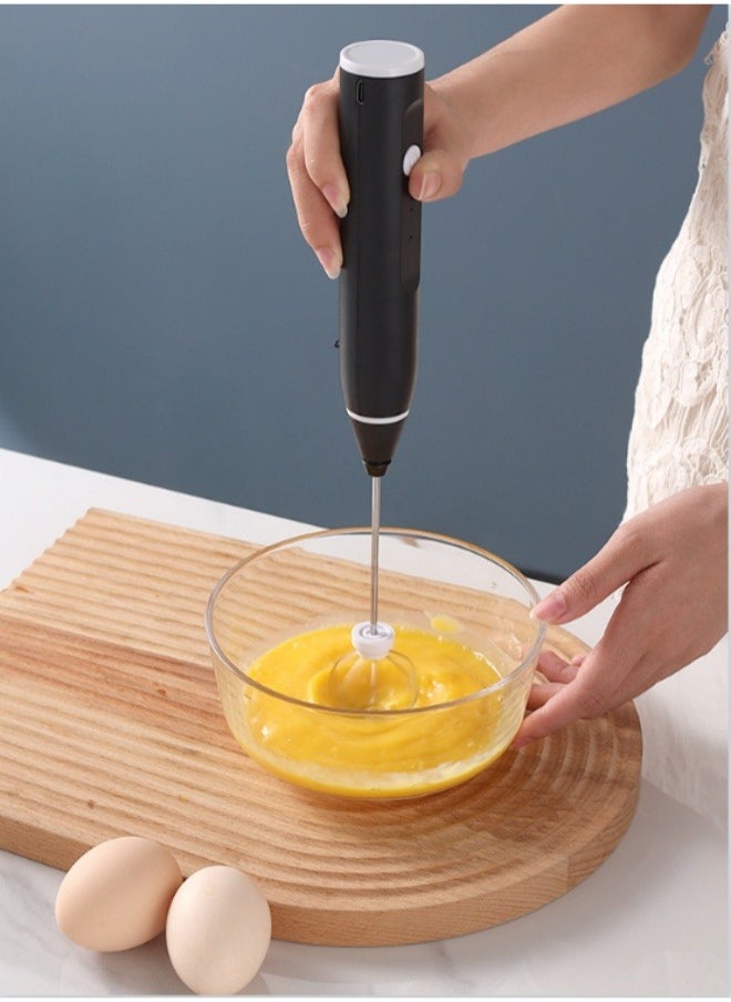 Generic Milk Frother - Hand-Held Electric Whisk Portable Coffee frother USB Rechargeable 3-Speed Milk frother Beverage Mixer for Matcha Cappuccino with 2 Stainless Steel Whisk and 1 Cleaning Brush  - Image 3