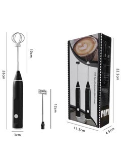 Generic Milk Frother - Hand-Held Electric Whisk Portable Coffee frother USB Rechargeable 3-Speed Milk frother Beverage Mixer for Matcha Cappuccino with 2 Stainless Steel Whisk and 1 Cleaning Brush  - Image 2