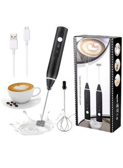 Generic Milk Frother - Hand-Held Electric Whisk Portable Coffee frother USB Rechargeable 3-Speed Milk frother Beverage Mixer for Matcha Cappuccino with 2 Stainless Steel Whisk and 1 Cleaning Brush  - Image 1