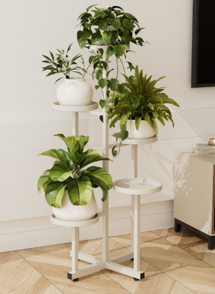 والالا رف زهور، حامل نباتات معدني، رف تخزين نباتات بخمس طبقات، حامل أواني زهور طويل، حامل عرض زهور عصري للشرفة، الحديقة، غرفة المعيشة. - Image 1