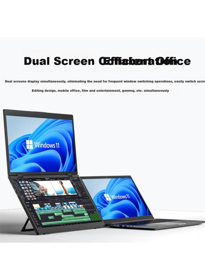 Eimio Foldable Dual-screen Portable Monitor, Extend Three-screen Laptop Secondary Screen, Computer Expansion Screen 15.6-inch, Office Stock Trading Gaming Expansion Large Screen E10 - Image 2