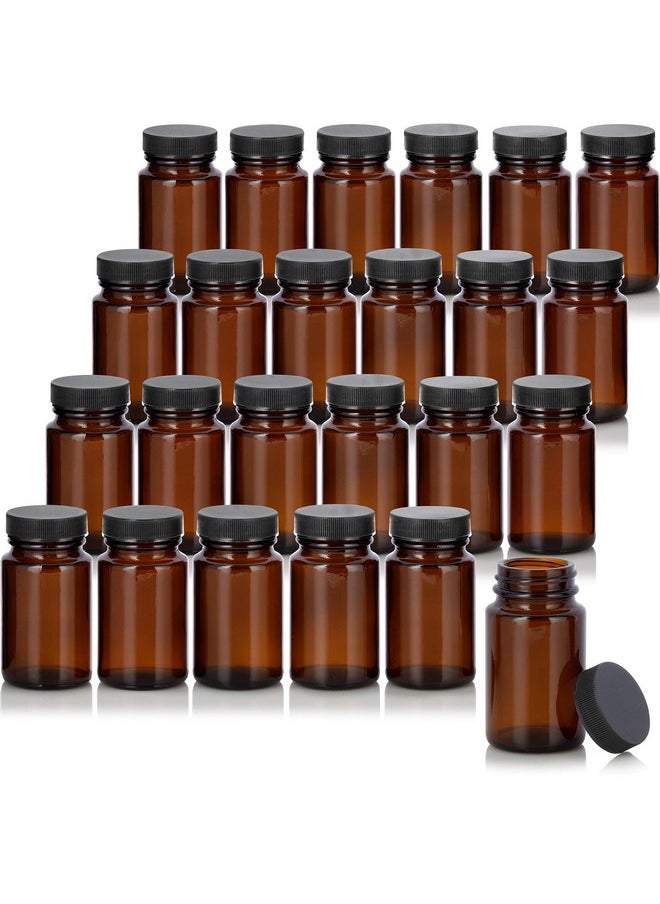 JUVITUS 2.5 Oz75 Ml Amber Glass Packer Bottle With Black Ribbed Lid (24 Pack)  - Image 1