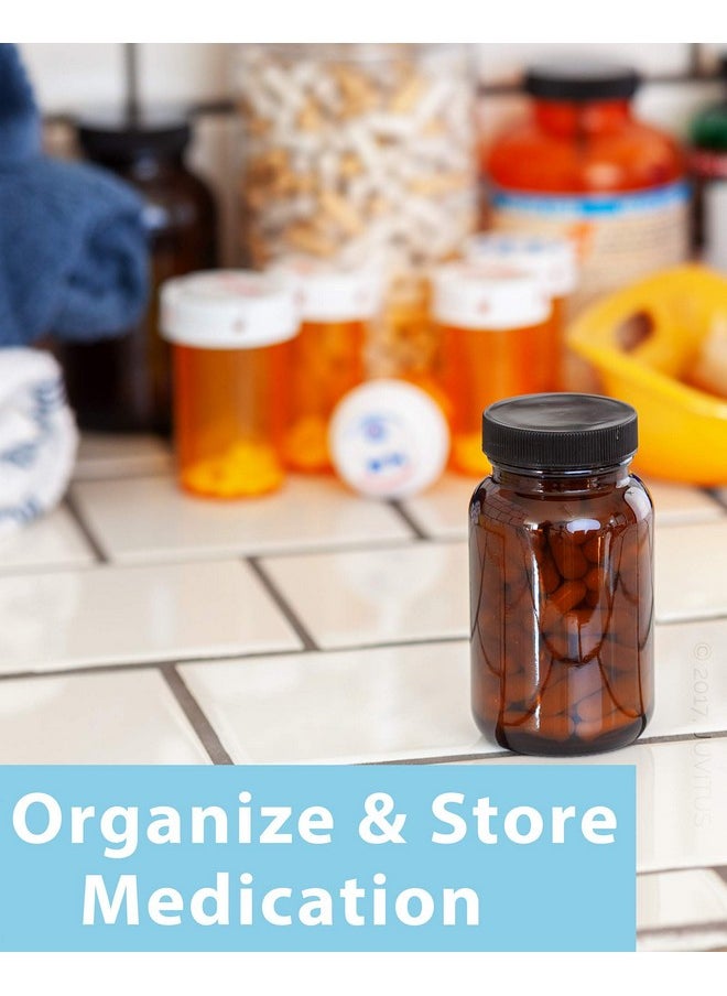 JUVITUS 2.5 Oz75 Ml Amber Glass Packer Bottle With Black Ribbed Lid (24 Pack)  - Image 3