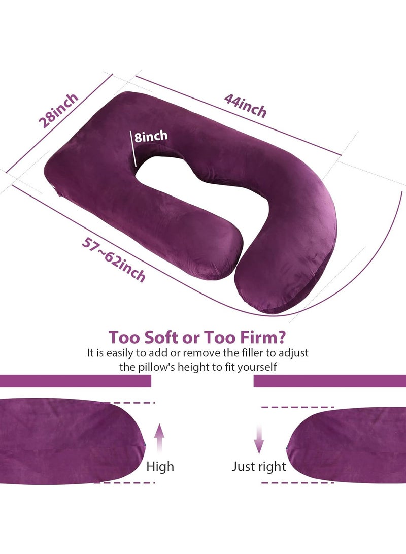 U-Shaped Pregnancy Pillows, Full Body Pillow with Removable Velvet Cover, Maternity Pillow for Pregnant Women, 80×155cm (Purple)  - Image 4