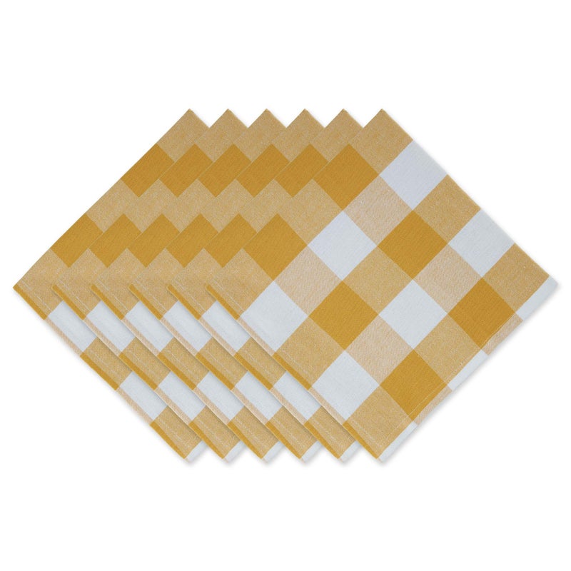 DII Buffalo Check Collection Classic Farmhouse Cloth Napkin Set 20x20 Honey Gold 6 Piece