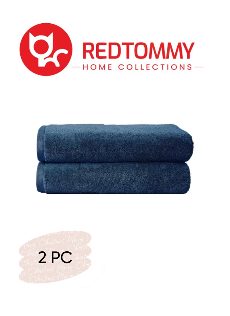 REDTOMMY Pack of 2 - Premium Navy Blue 100% Cotton (90x180cm )Bath Towel – Extra Large, Ultra-Absorbent & Long-Lasting - Image 1