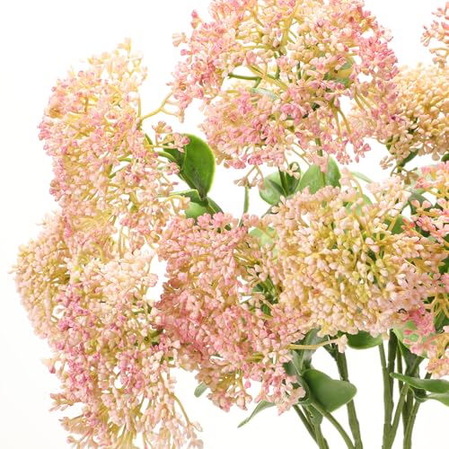 Maysing 4 Pcs Artificial Flowers for Decoration, 23 Inch Faux Berry Stems Faux Skimmia Spray with Leaves Fake Flowers for Vase Home Table Floral Arrangement Wedding Decor(Pink,Classic) - Image 3