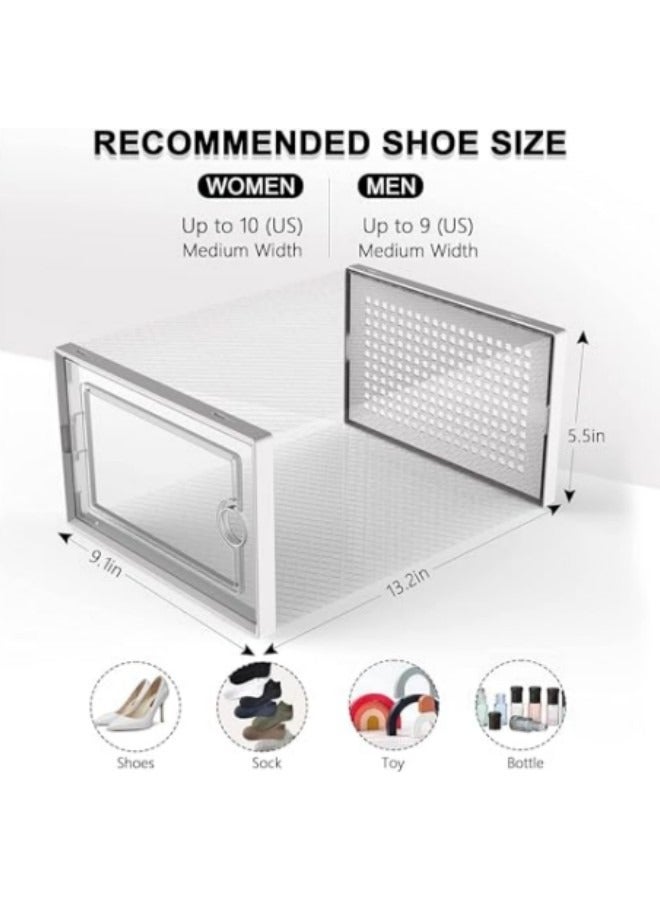 GGEROU 12Pcs Shoe Box,White Folding Shoe Cabinet,Shoe Box Storage Transparent,Stackable Shoe Storage Boxes,Dust-proof Shoe Storage Box, 33 * 23 * 14cm - Image 2