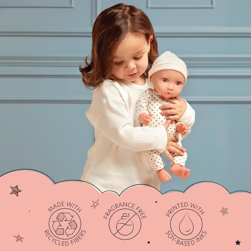 Lullababy - 14-Inch Realistic Baby Doll - Wavy Light-Blonde Hair  Blue Eyes & Soft Body - Pink Sweater Outfit & Pacifier  Pretend Play  Toys For Kids Ages 2 Years Old & Up - Image 4