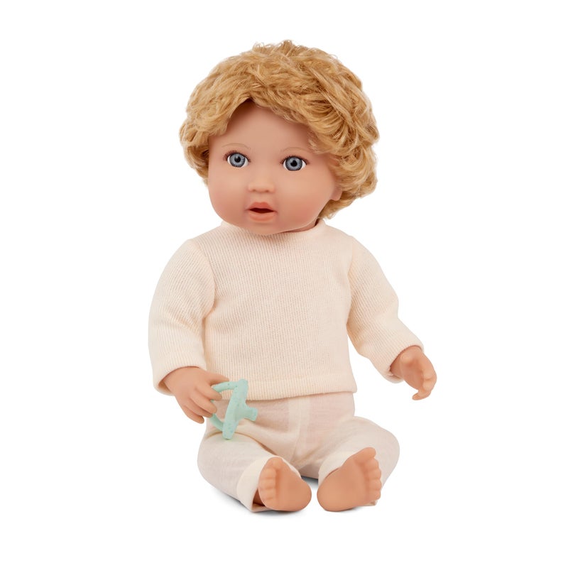 Lullababy - 14-Inch Realistic Baby Doll - Wavy Light-Blonde Hair  Blue Eyes & Soft Body - Pink Sweater Outfit & Pacifier  Pretend Play  Toys For Kids Ages 2 Years Old & Up - Image 1