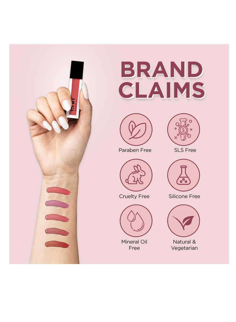 Enn Beauty Long Lasting Semi Matte Liquid Lipsticks with 12 Hour Coverage Transferproof Highly pigmented Goodness of Natural Ingredients With Perfect Nudes Colors Pack of 5 - Image 5