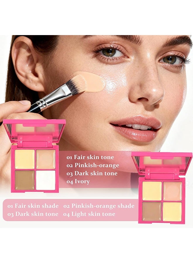 KAPEINE Concealer - Face Makeup with 4 Color Corrector Palette, Crease-Resistant & Waterproof for Dark Circles and Blemishes, #01 - Image 2